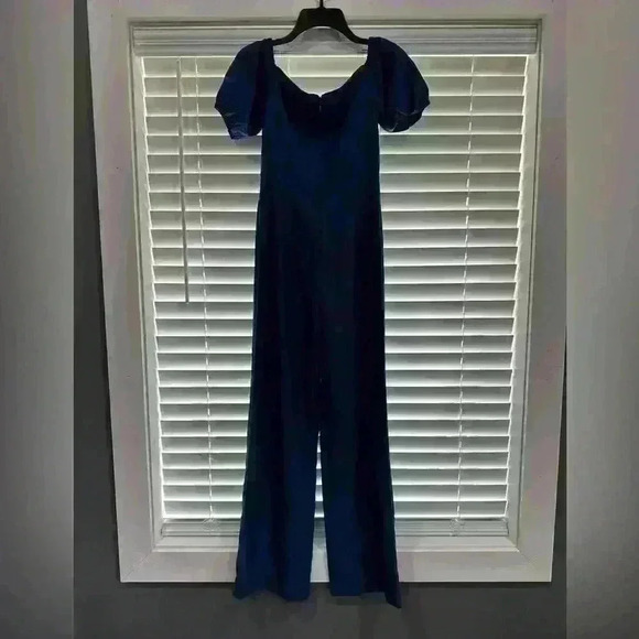 Lilly Pulitzer Jada Off The Shoulder Navy Blue Jumpsuit WOMENS SIZE 00 - Picture 3 of 5
